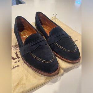 Alden Navy Suede Penny Loafers 10 B/D